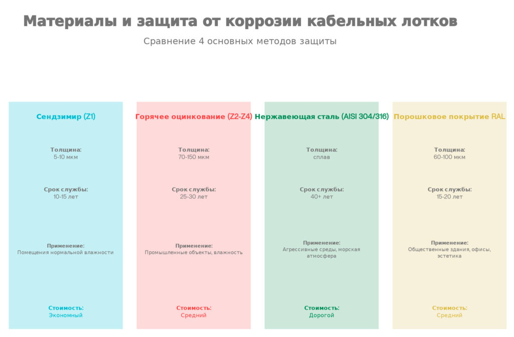 Кабельные лотки – виды, назначение и функционал: Полное руководство для выбора оптимальной системы 9 Материалы и защита от коррозии